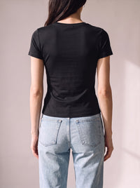 Worn by a woman: Her Baby Tee (Tencel), from the back